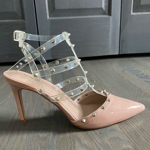 Beige high heels size 8 women’s shoes.